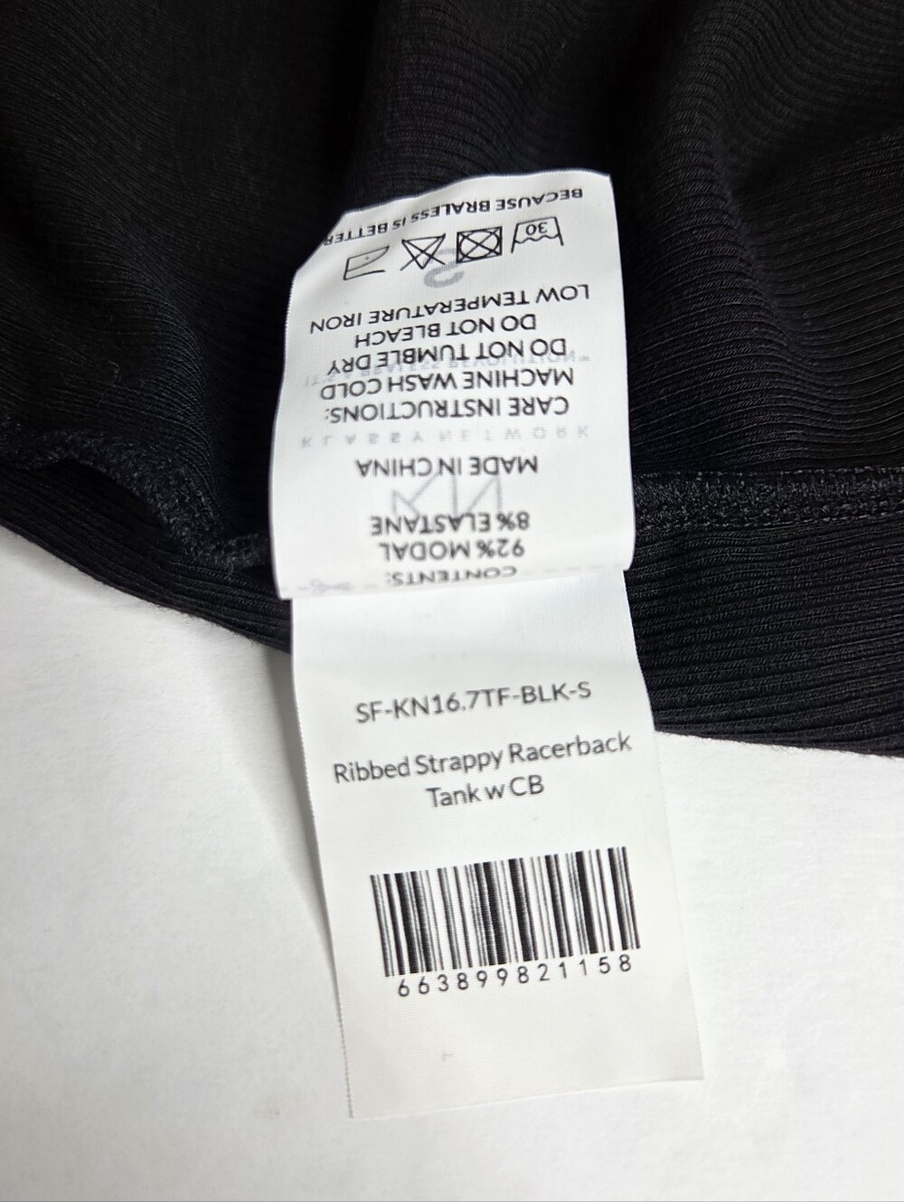 Klassy Network Black Ribbed Strappy Racerback Tank Top W CB Size Small NwT Brami - Picture 12 of 16